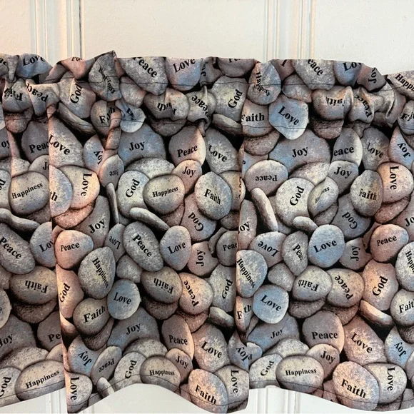 Inspirational Stone Print Curtain Valance Window Treatment - Picture 2 of 2